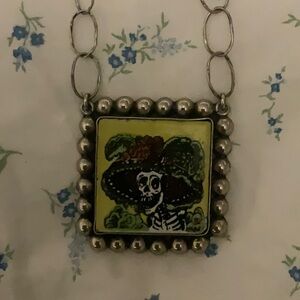 Day of The Dead Sterling Silver Necklace